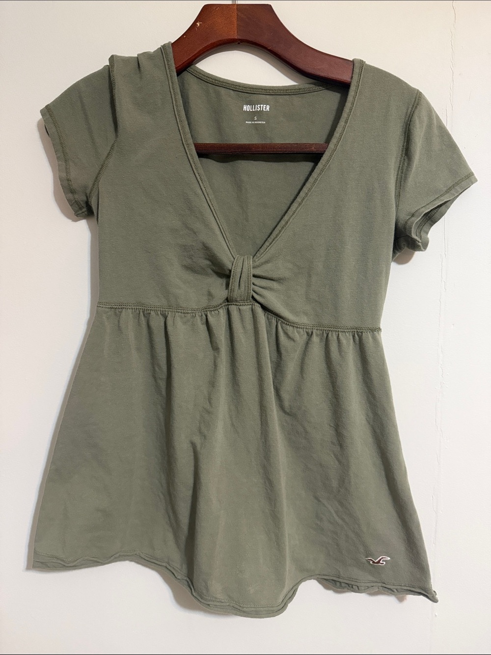 Hollister Olive Green Knot-Front V-Neck Tunic